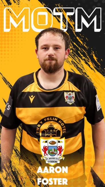 Aaron Foster - St Davids man of the match at Llanybydder Aaron Foster - St Davids man of the match at Llanybydder